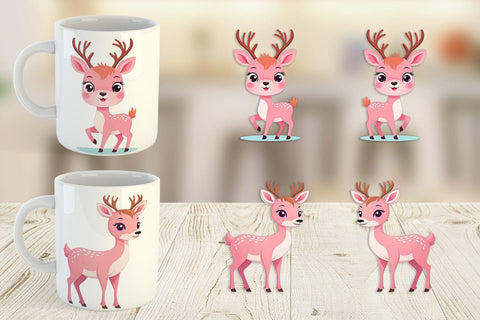 Mug Wrap Pink Deer Valentine Sublimation artnoy 