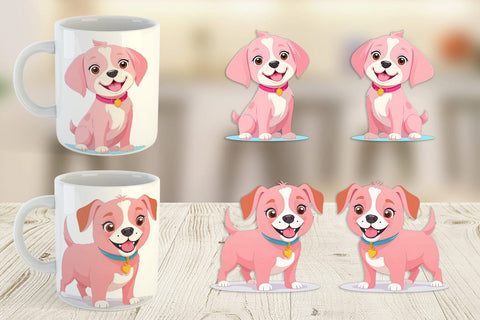 Mug Wrap Pink Dog Valentine Sublimation artnoy 