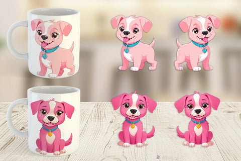 Mug Wrap Pink Dog Valentine Sublimation artnoy 