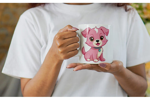 Mug Wrap Pink Dog Valentine Sublimation artnoy 