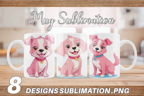 Mug Wrap Pink Dog Valentine Sublimation artnoy 