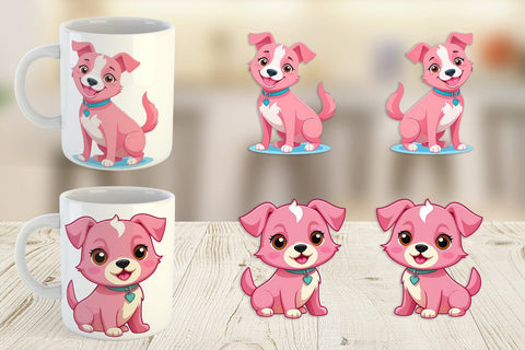 Mug Wrap Pink Dog Valentine Sublimation artnoy 