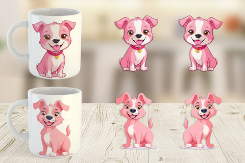 Mug Wrap Pink Dog Valentine Sublimation artnoy 