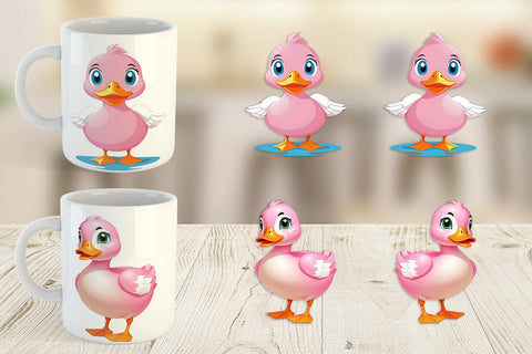 Mug Wrap Pink Duck Valentine Sublimation artnoy 