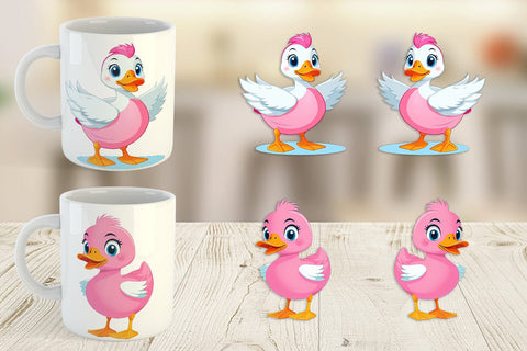 Mug Wrap Pink Duck Valentine Sublimation artnoy 