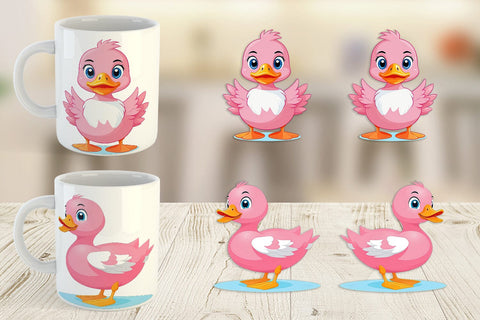 Mug Wrap Pink Duck Valentine Sublimation artnoy 