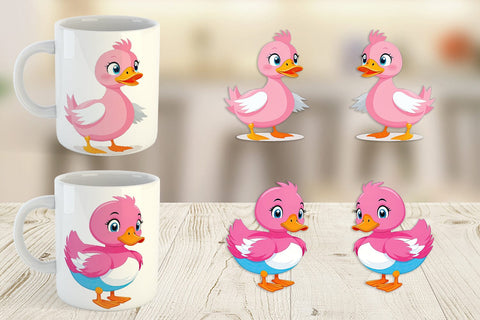 Mug Wrap Pink Duck Valentine Sublimation artnoy 