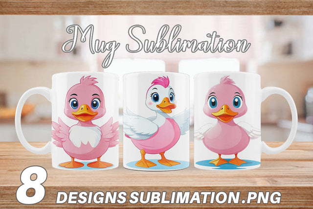 Mug Wrap Pink Duck Valentine Sublimation artnoy 