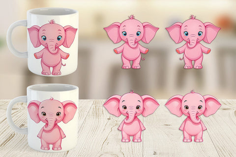 Mug Wrap Pink Elephant Valentine Sublimation artnoy 