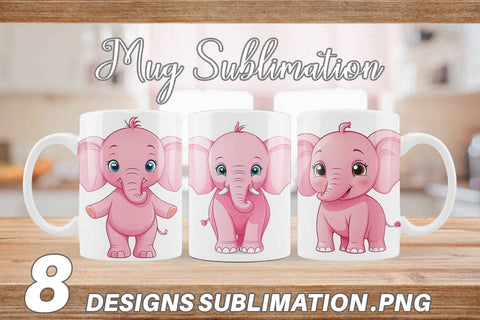 Mug Wrap Pink Elephant Valentine Sublimation artnoy 