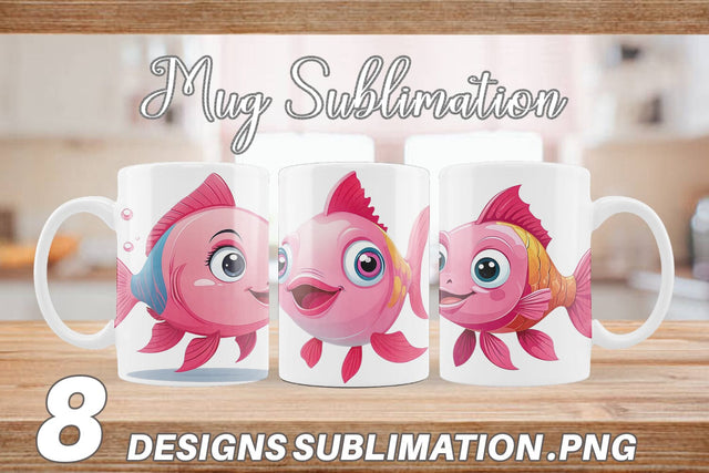 Mug Wrap Pink Fish Valentine Sublimation artnoy 
