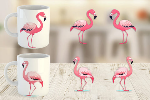 Mug Wrap Pink Flamingo Valentine Sublimation artnoy 