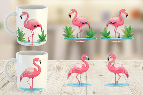 Mug Wrap Pink Flamingo Valentine Sublimation artnoy 