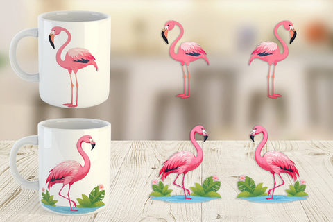 Mug Wrap Pink Flamingo Valentine Sublimation artnoy 