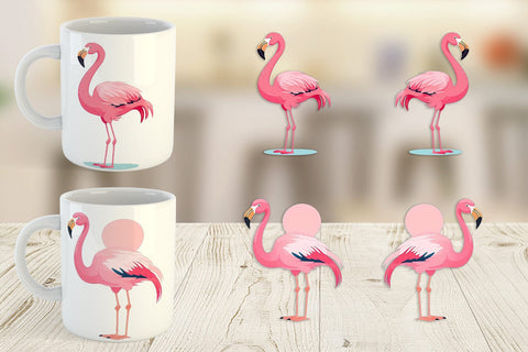 Mug Wrap Pink Flamingo Valentine Sublimation artnoy 