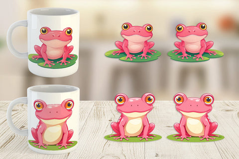 Mug Wrap Pink Frog Valentine Sublimation artnoy 