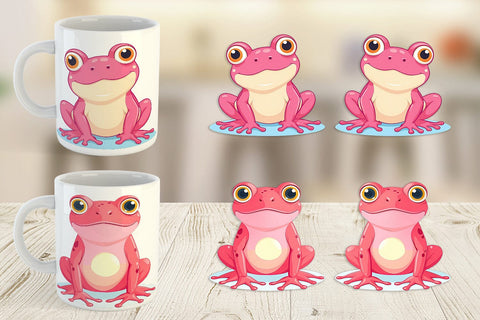 Mug Wrap Pink Frog Valentine Sublimation artnoy 