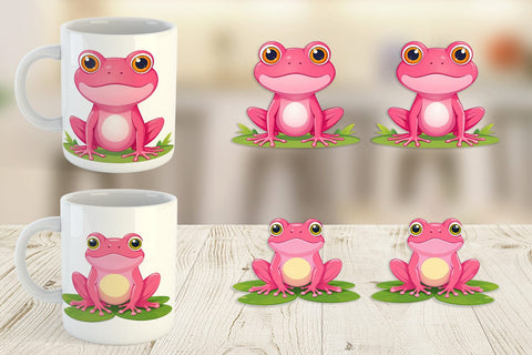 Mug Wrap Pink Frog Valentine Sublimation artnoy 