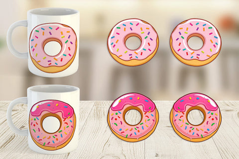 Mug Wrap Pink Frosted Donut Sublimation artnoy 