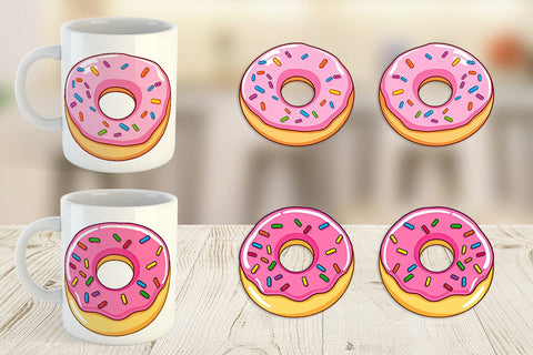 Mug Wrap Pink Frosted Donut Sublimation artnoy 