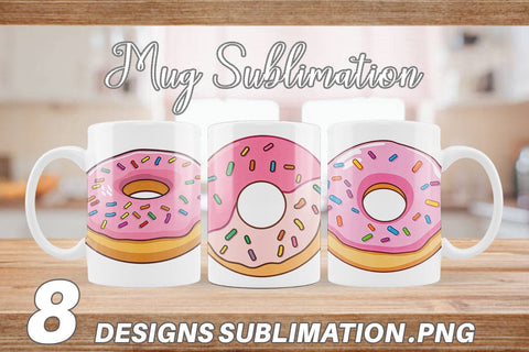 Mug Wrap Pink Frosted Donut Sublimation artnoy 