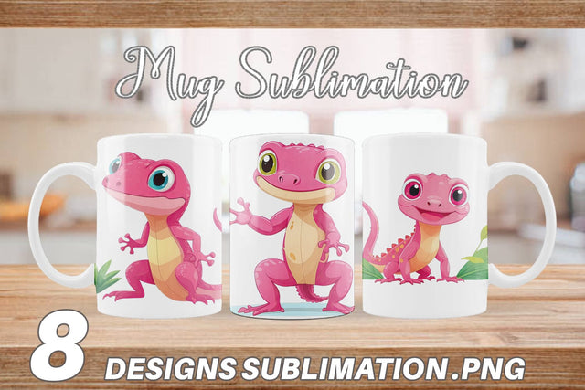 Mug Wrap Pink Gecko Valentine Sublimation artnoy 