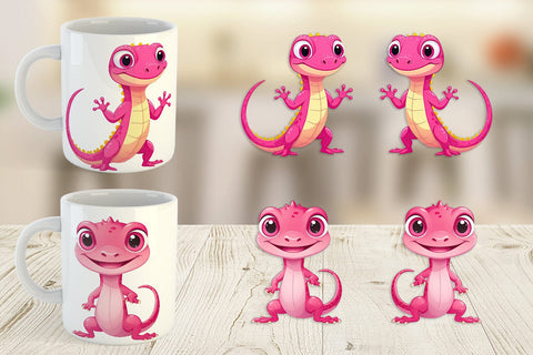 Mug Wrap Pink Gecko Valentine Sublimation artnoy 