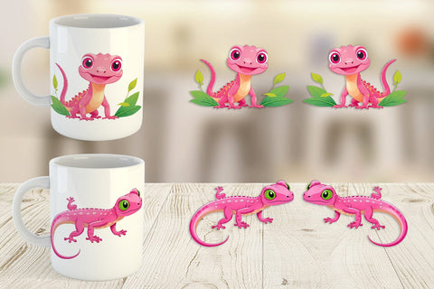 Mug Wrap Pink Gecko Valentine Sublimation artnoy 