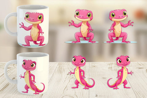 Mug Wrap Pink Gecko Valentine Sublimation artnoy 