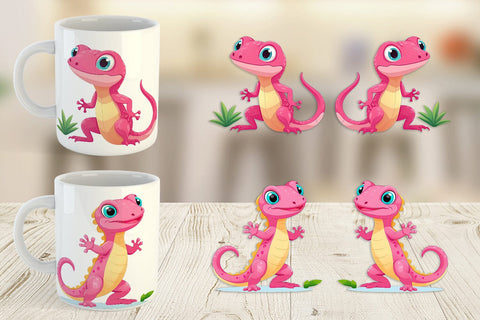 Mug Wrap Pink Gecko Valentine Sublimation artnoy 