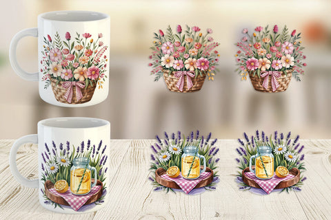 Mug Wrap Pink Gingham Summer Sublimation artnoy 