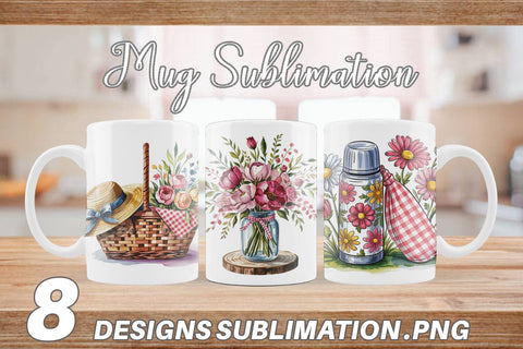 Mug Wrap Pink Gingham Summer Sublimation artnoy 