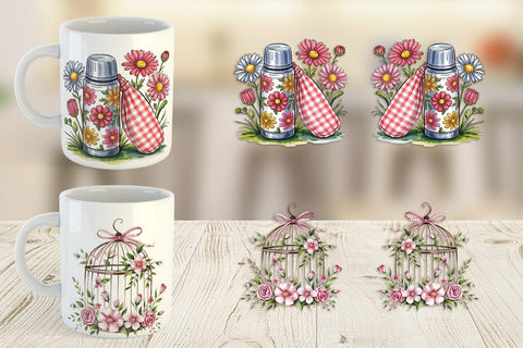 Mug Wrap Pink Gingham Summer Sublimation artnoy 