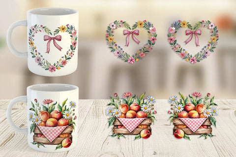 Mug Wrap Pink Gingham Summer Sublimation artnoy 