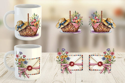 Mug Wrap Pink Gingham Summer Sublimation artnoy 