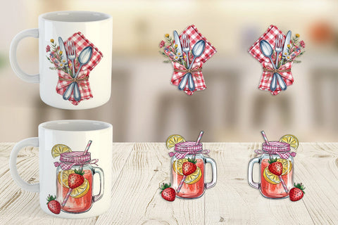 Mug Wrap Pink Gingham Summer Sublimation artnoy 