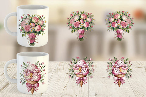 Mug Wrap Pink Gingham Summer Sublimation artnoy 