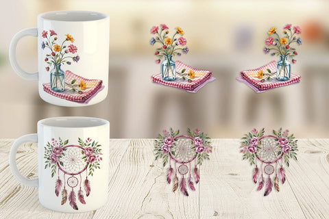 Mug Wrap Pink Gingham Summer Sublimation artnoy 