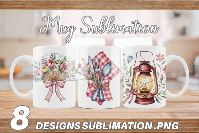 Mug Wrap Pink Gingham Summer Sublimation artnoy 