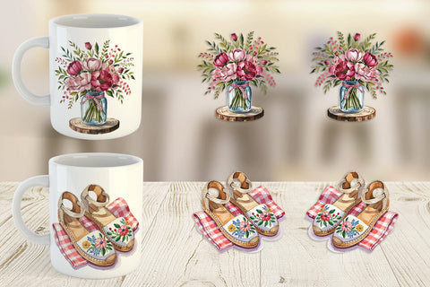 Mug Wrap Pink Gingham Summer Sublimation artnoy 