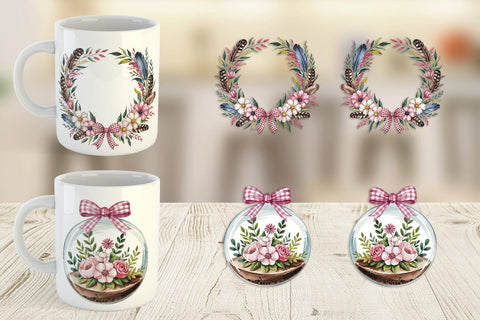 Mug Wrap Pink Gingham Summer Sublimation artnoy 