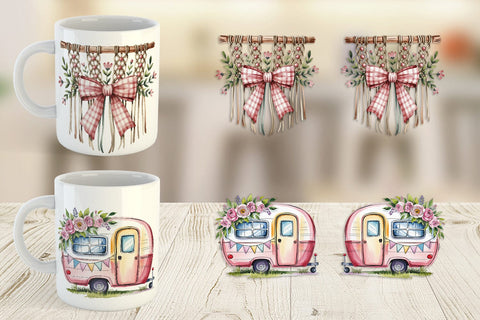 Mug Wrap Pink Gingham Summer Sublimation artnoy 