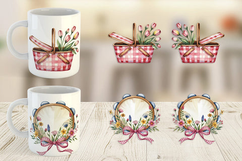 Mug Wrap Pink Gingham Summer Sublimation artnoy 