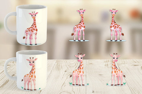 Mug Wrap Pink Giraffe Valentine Sublimation artnoy 