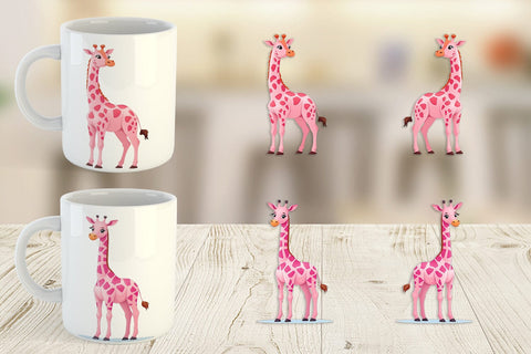 Mug Wrap Pink Giraffe Valentine Sublimation artnoy 