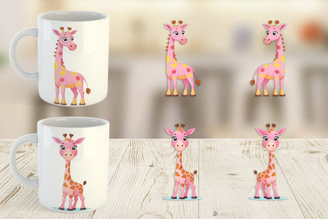 Mug Wrap Pink Giraffe Valentine Sublimation artnoy 