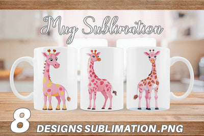 Mug Wrap Pink Giraffe Valentine Sublimation artnoy 