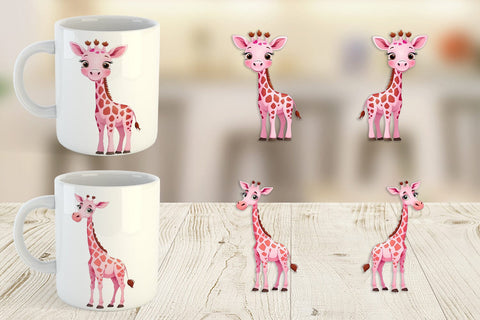 Mug Wrap Pink Giraffe Valentine Sublimation artnoy 
