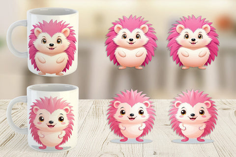 Mug Wrap Pink Hedgehog Valentine Sublimation artnoy 