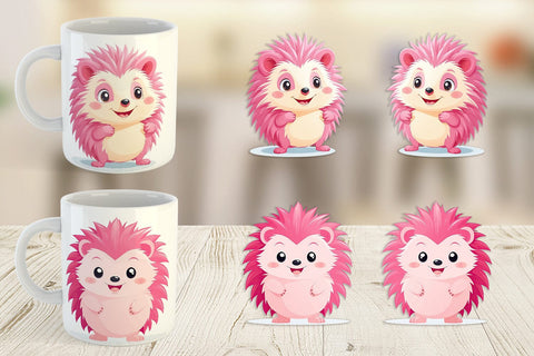 Mug Wrap Pink Hedgehog Valentine Sublimation artnoy 